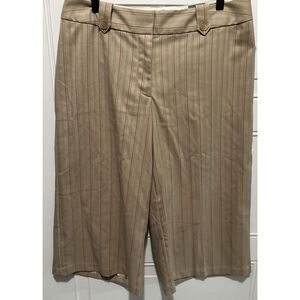 Worthington Stretch Marilyn Fit Khaki Burnt‎ Orange Stripe Crop Pant Women Sz 12